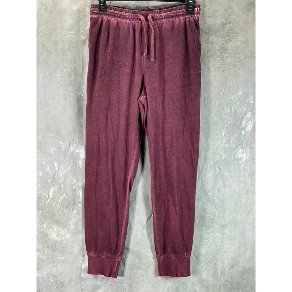 Sun + Stone Men's Burgundy Garment-Washed Fleece Drawstring Pull-On Joggers SZ M